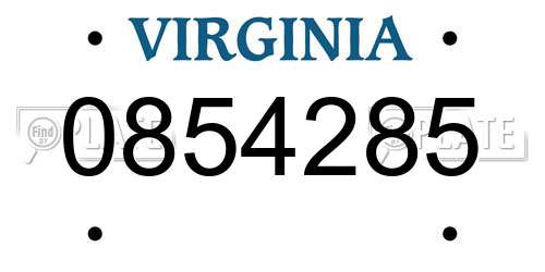 0854285 Virginia License Plate