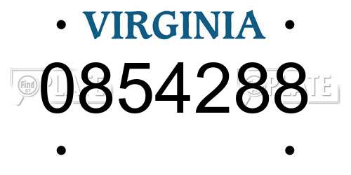 0854288 Virginia License Plate