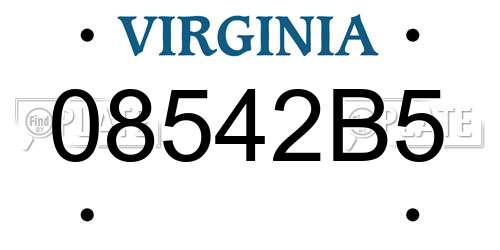 08542B5 Virginia License Plate