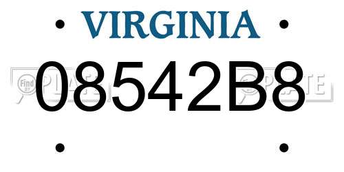 08542B8 Virginia License Plate