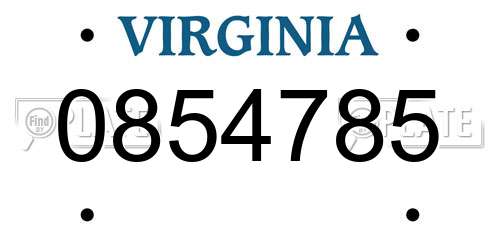 0854785 Virginia License Plate