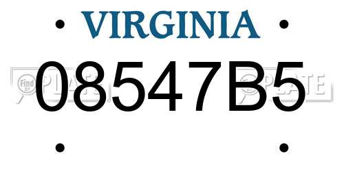 08547B5 Virginia License Plate