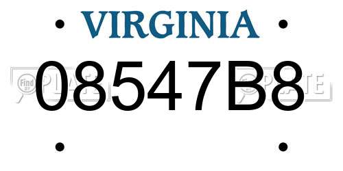 08547B8 Virginia License Plate