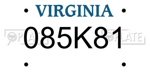 085K81 Virginia License Plate