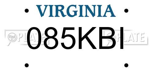 085KBI Virginia License Plate