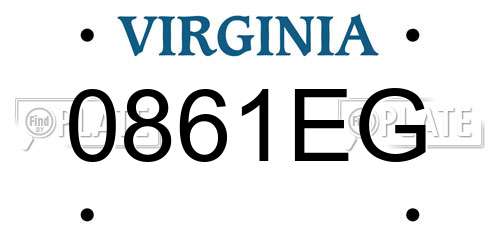 0861EG Virginia License Plate