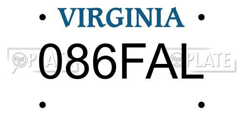 086FAL Virginia License Plate