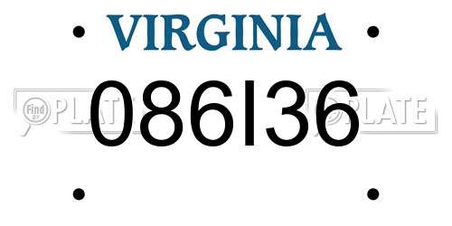 086I36 Virginia License Plate