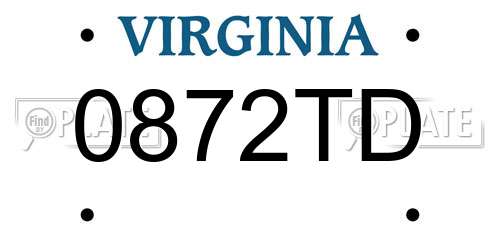 0872TD Virginia License Plate