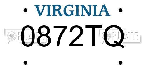 0872TQ Virginia License Plate