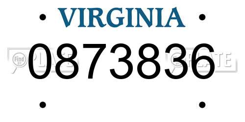 0873836 Virginia License Plate