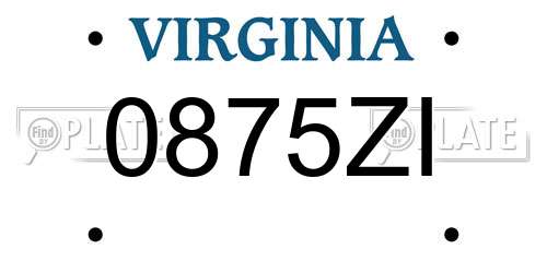 0875ZI Virginia License Plate