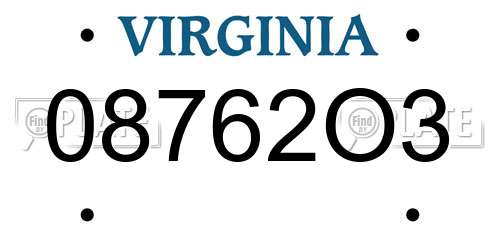 08762O3 Virginia License Plate