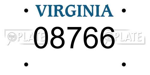 08766 Virginia License Plate