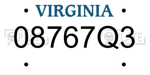 08767Q3 Virginia License Plate
