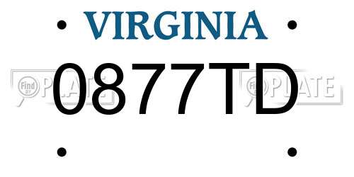 0877TD Virginia License Plate