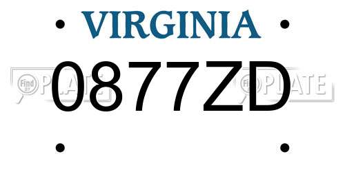 0877ZD Virginia License Plate