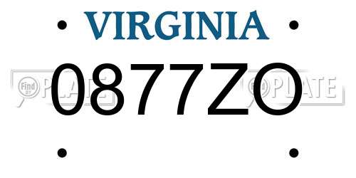 0877ZO Virginia License Plate