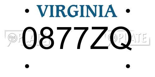 0877ZQ Virginia License Plate