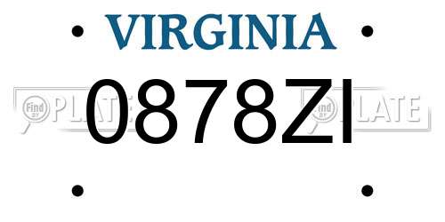 0878ZI Virginia License Plate
