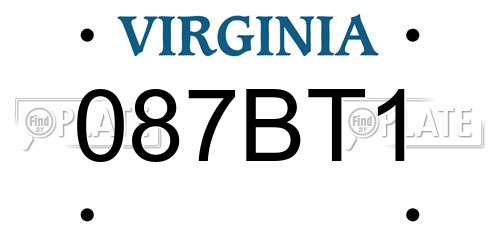 087BT1 Virginia License Plate
