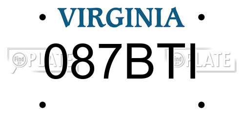 087BTI Virginia License Plate