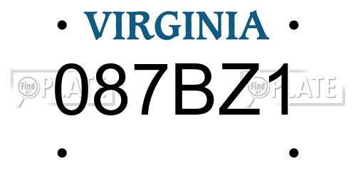 087BZ1 Virginia License Plate