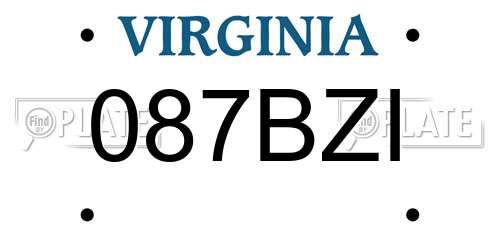 087BZI Virginia License Plate