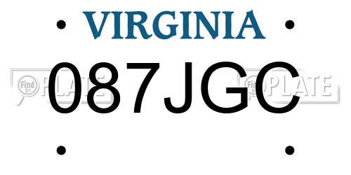 087JGC Virginia License Plate