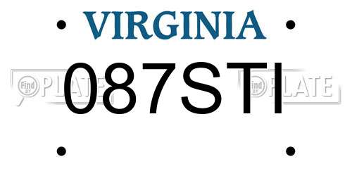 087STI Virginia License Plate