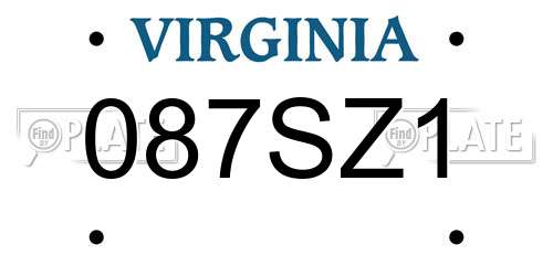 087SZ1 Virginia License Plate