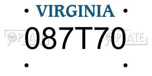 087T70 Virginia License Plate
