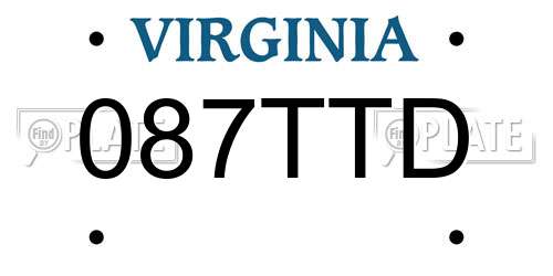 087TTD Virginia License Plate