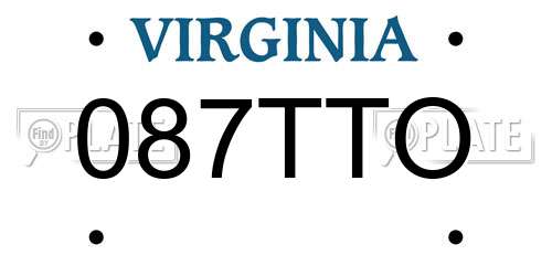 087TTO Virginia License Plate