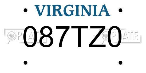 087TZ0 Virginia License Plate