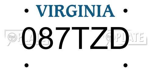 087TZD Virginia License Plate