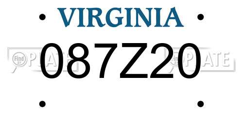 087Z20 Virginia License Plate