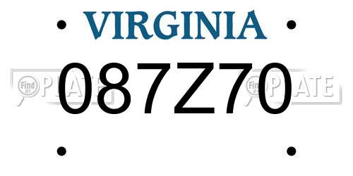 087Z70 Virginia License Plate