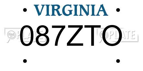 087ZTO Virginia License Plate