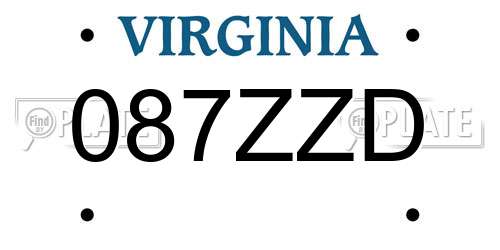087ZZD Virginia License Plate