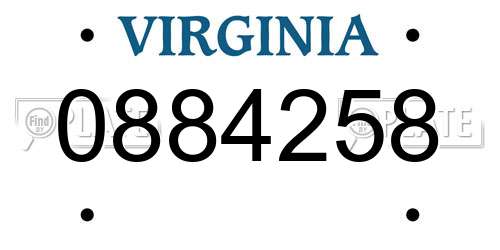 0884258 Virginia License Plate