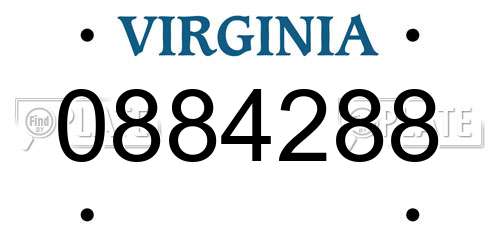 0884288 Virginia License Plate