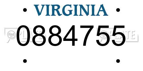 0884755 Virginia License Plate