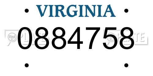 0884758 Virginia License Plate
