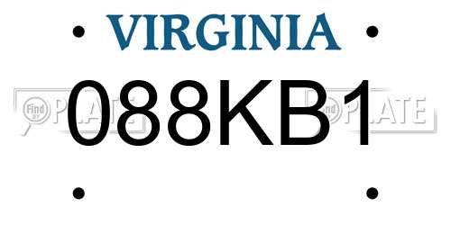 088KB1 Virginia License Plate