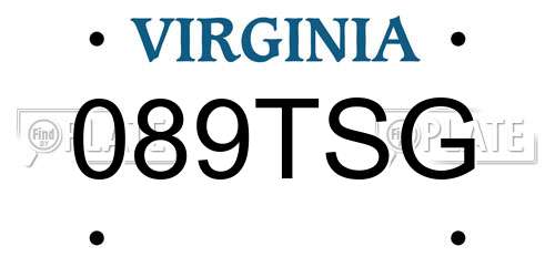 089TSG Virginia License Plate