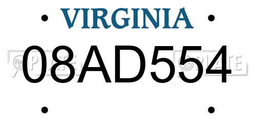 08AD554 Virginia License Plate