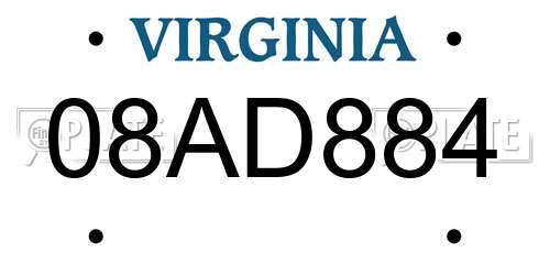 08AD884 Virginia License Plate