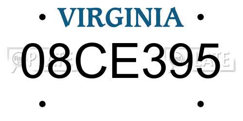 08CE395 Virginia License Plate
