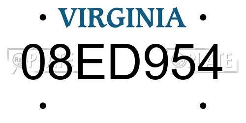 08ED954 Virginia License Plate